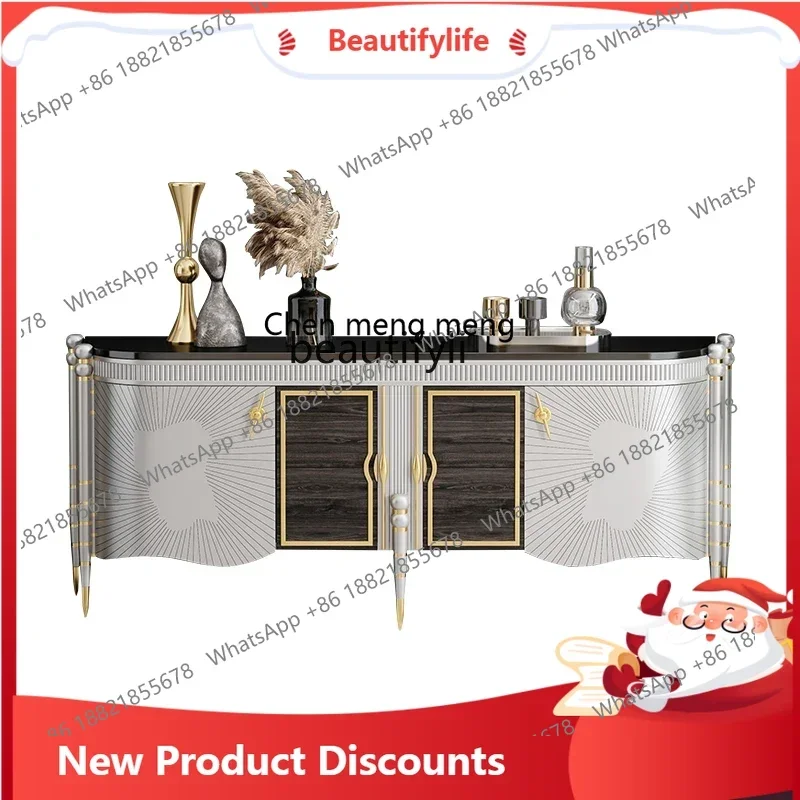 

zq1Postmodern light luxury door cabinet entry living room villa decoration American side cabinet four doors solid wood