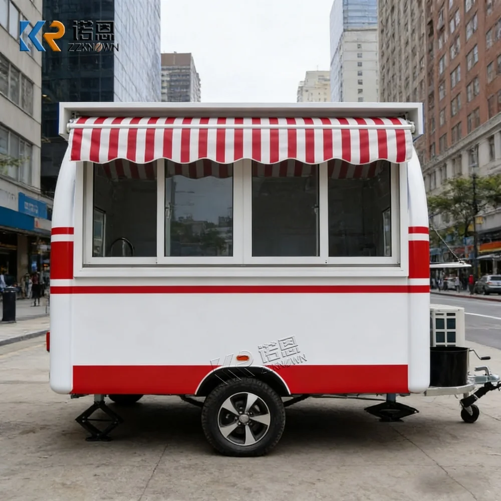 Hygienic Food Preparation Trailer with Hand Sink and Storage Commercial Mobile Catering Cart for Street Food Business