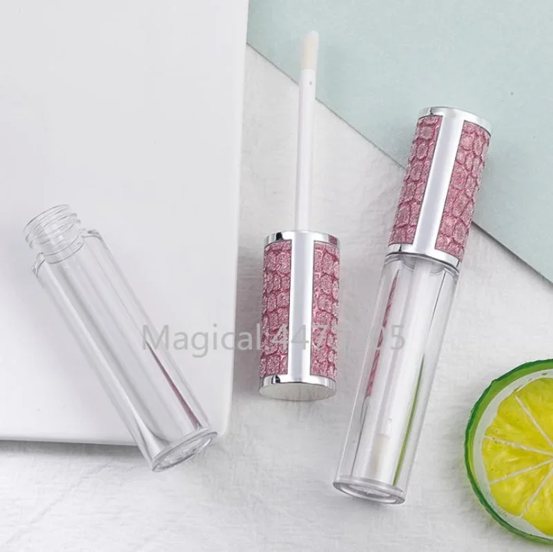 Tubos redondos de brilho labial 5ml, recipientes vazios de plástico transparente de alta qualidade, garrafas de brilho labial, recipientes de embalagem cosmética