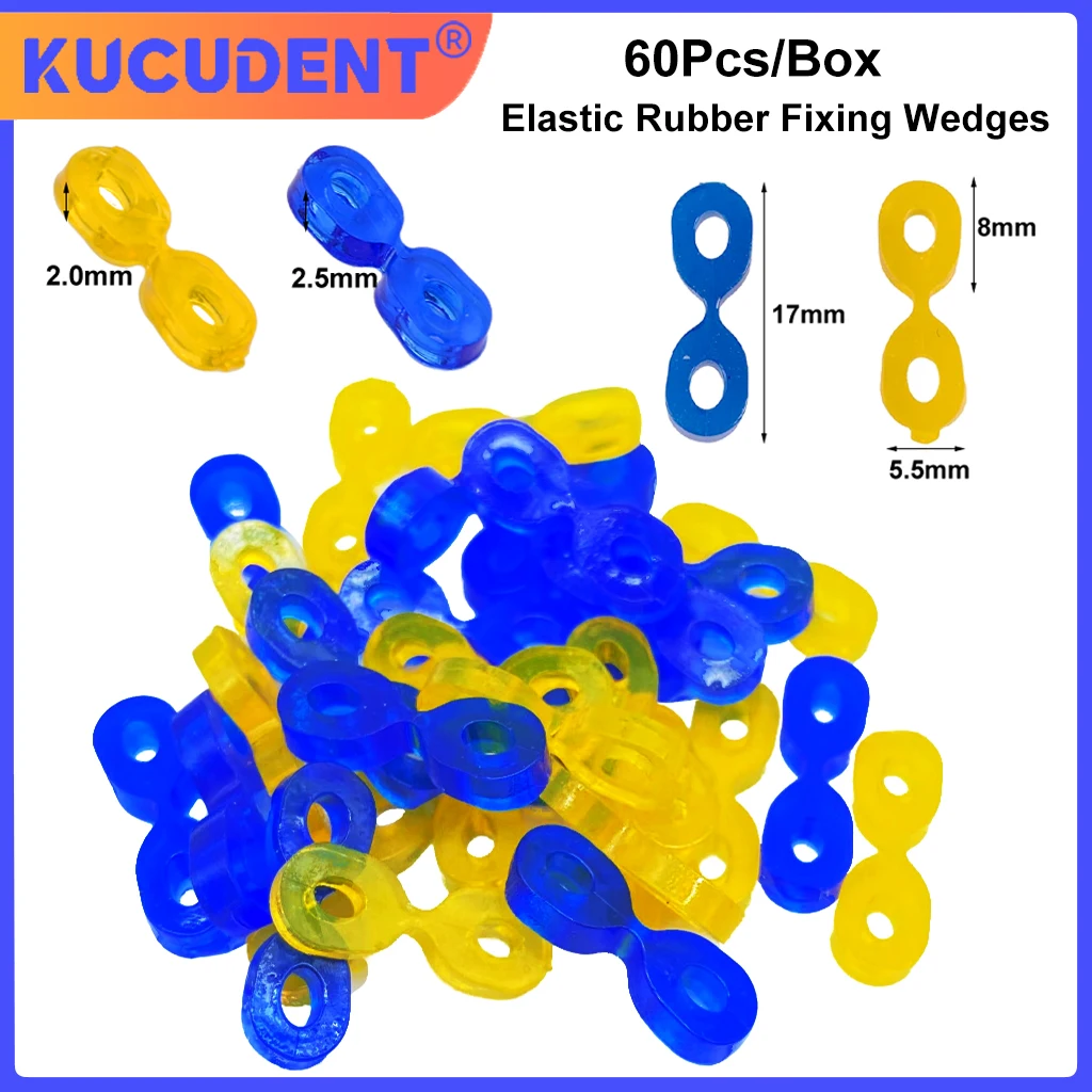 60pcs/Box Dental Wedges Matrix Matrices Dam Composite Tooth Seperator Elastic Rubber Fixing Wedge 2.0/2.5mm Dentistry Accessory