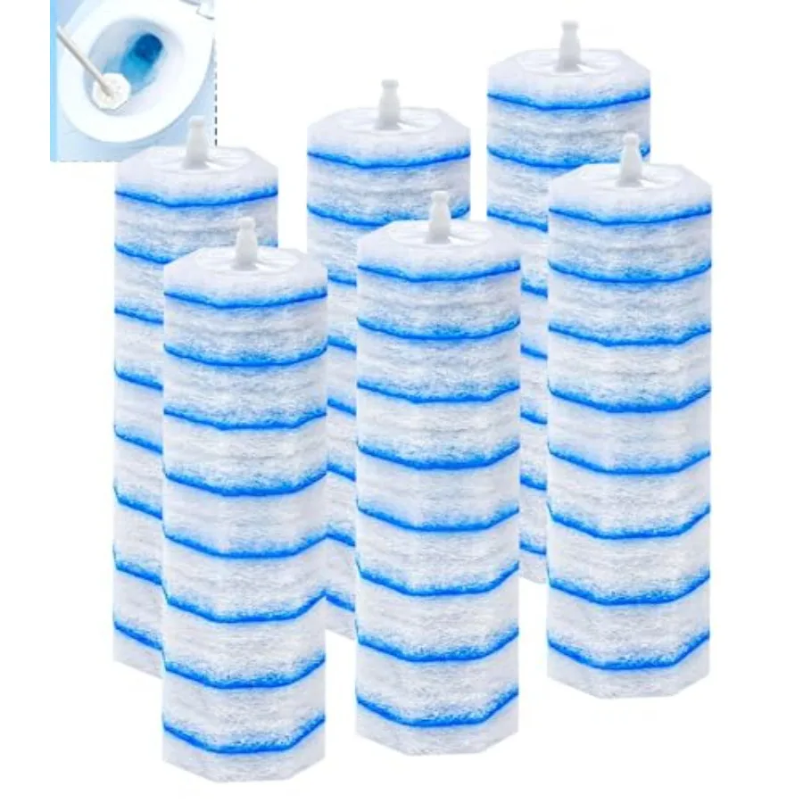 

60 Pcs Disposable Toilet Wand Refills for Clorox 5X Cleaning Power Scrubber Upgrade Fiber Cleaner Heads for for Toilet and Bath