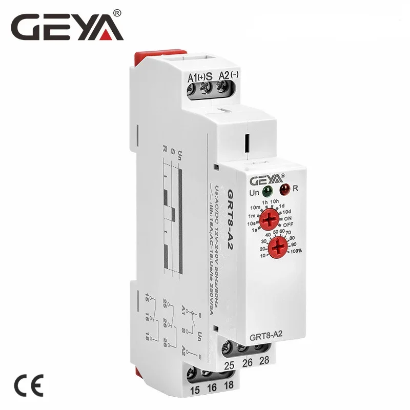 GEYA GRT8-A Przekaźnik czasowy opóźnienia 12V 24V 230V Przekaźnik czasowy na szynę Din Przekaźniki czasowe z CE CB