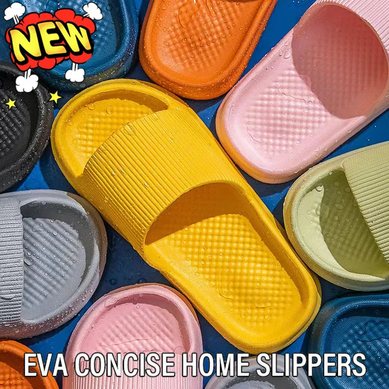 Fashion Men's Women's Slippers New EVA Soft Sole Casual Light Comfortable Sandals Bathroom Anti-Slip Slippers Beach Flip-Flops