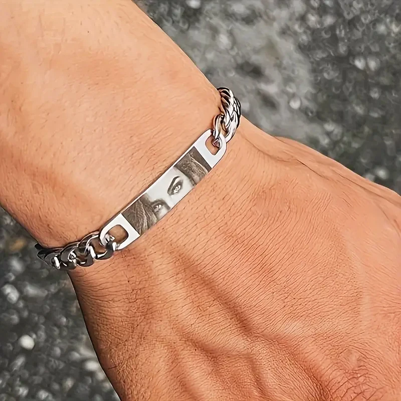 مخصص نقش العين صورة سوار الكوبي ربط سوار للرجال النساء الأزواج الذكرى مجوهرات شخصية هدية عيد ميلاد