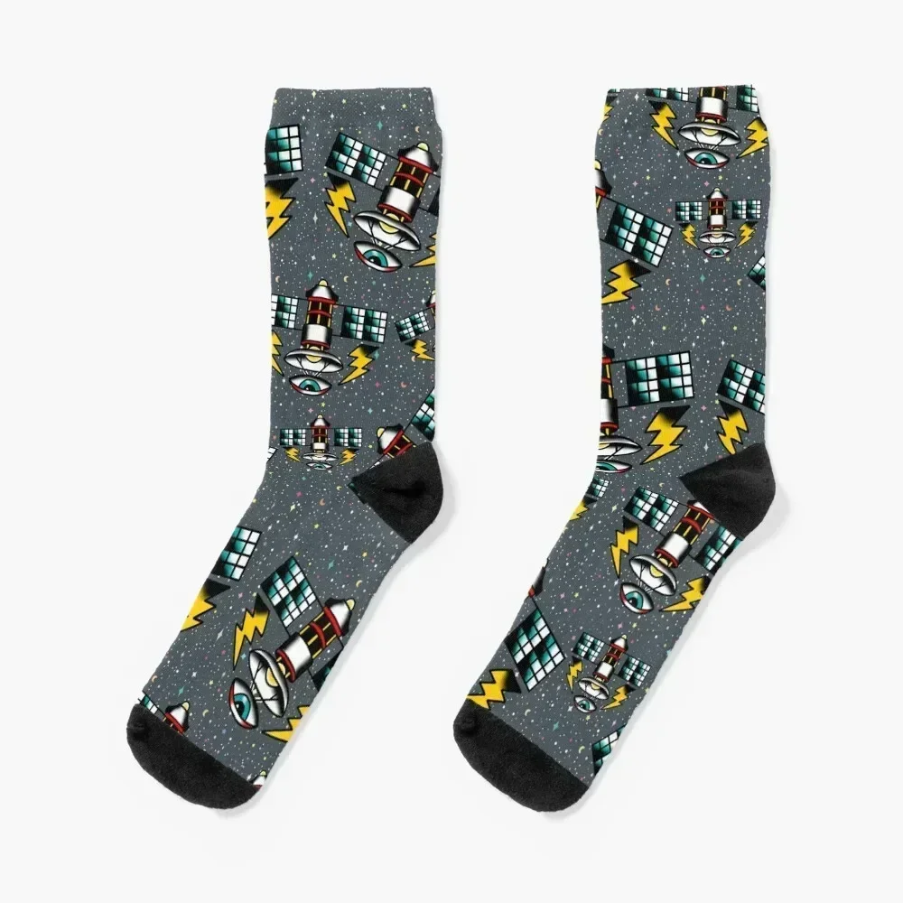 

traditional satellite tattoo Socks retro gift floral Lots Luxury Woman Socks Men's