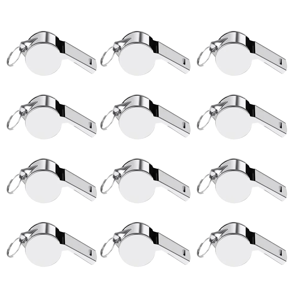 

12 Pcs Stainless Steel Whistle Multi-use First Aid Wear Around Neck Outdoor Sports Accessory