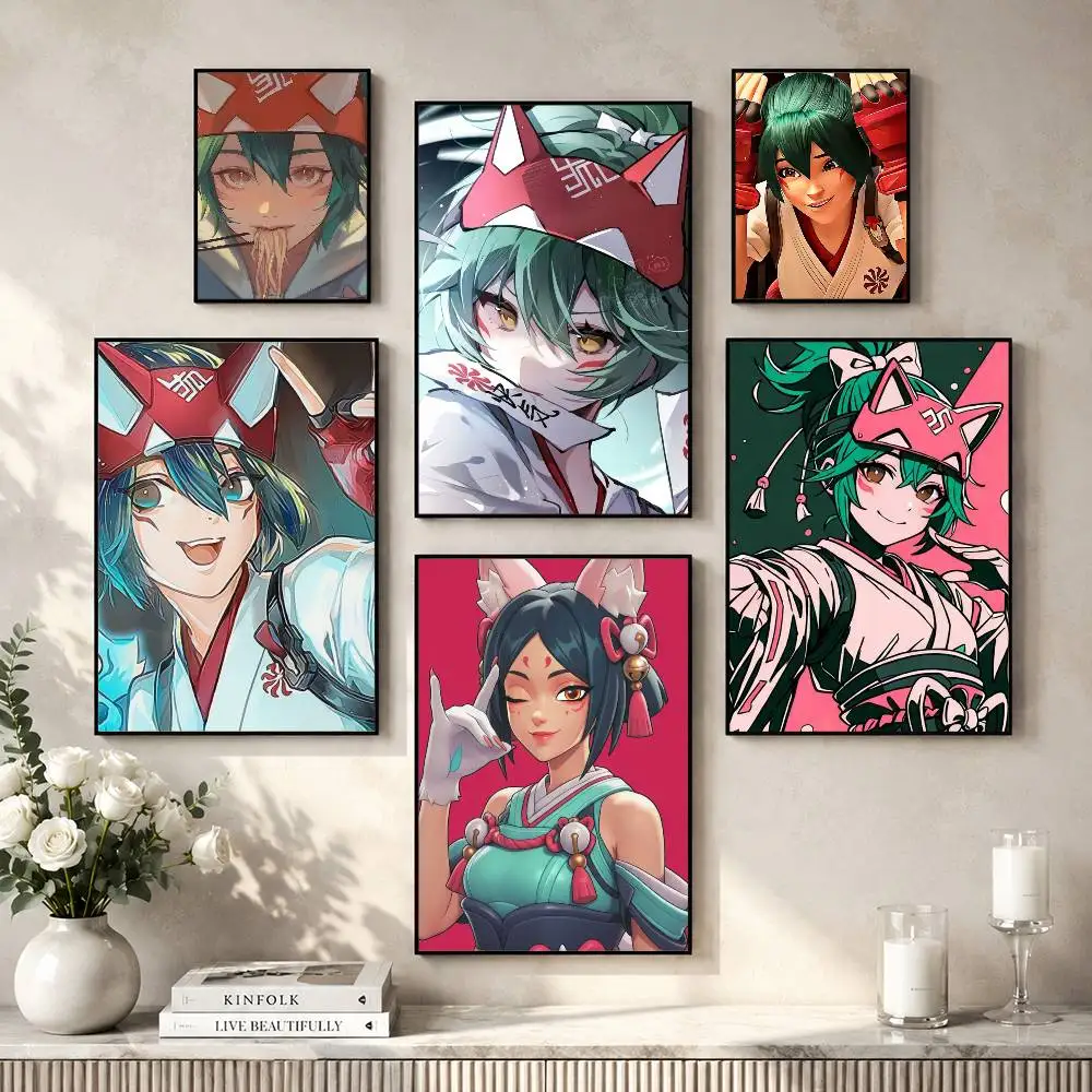 New O-Overwatch Kiriko Poster Versatile HD Waterproof Wall Art Self-Adhesive Decor for Any Space Ideal Gift