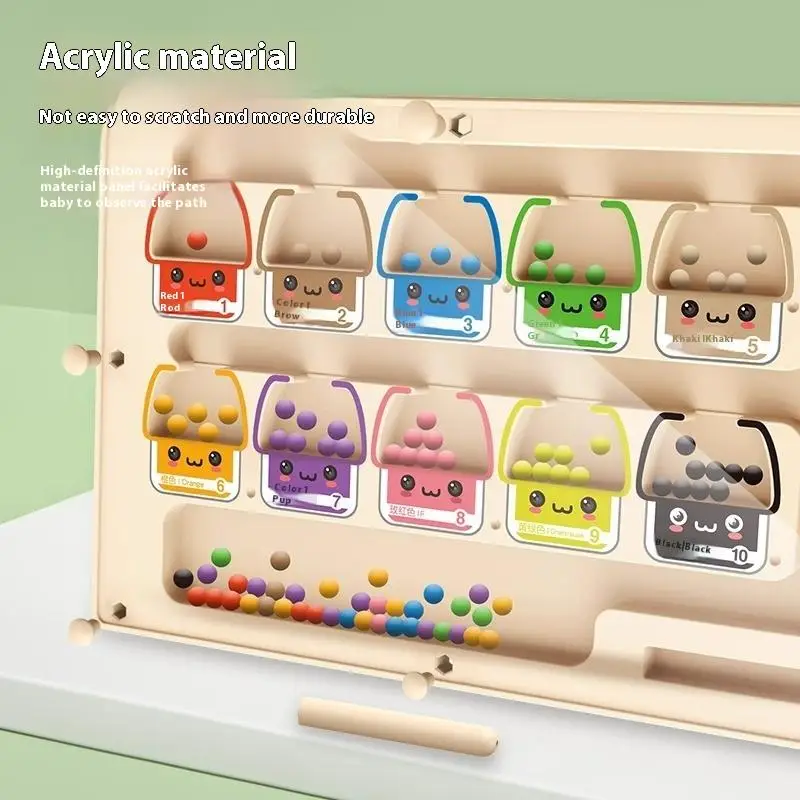 لعبة متاهة بلاستيكية مغناطيسية مستوحاة من مونتيسوري، لعبة تعلم الألوان والأرقام للأطفال