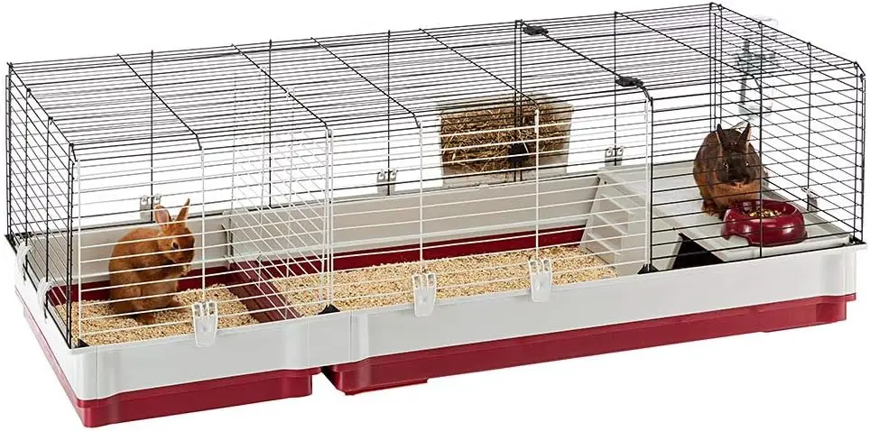 Krolik Extra-Large Rabbit Cage w/Wire Extenstion | Rabbit Cage Includes All Accessories & Measures 55.9L x 23.62W x 19.68H