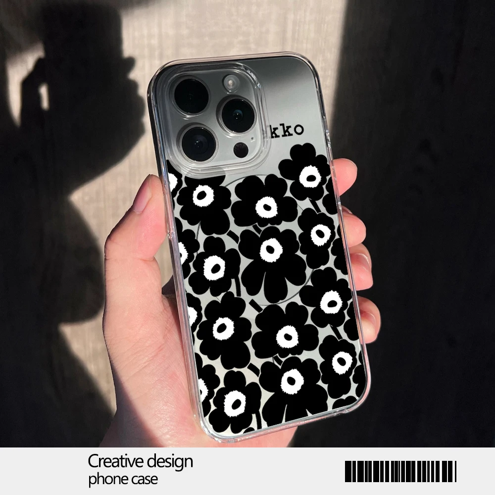 Maris Mekko Flower Design Phone Case for iPhone 12 11 13 14 15 16 Max Pro Plus Magsafe Magnetic Wireless Cover