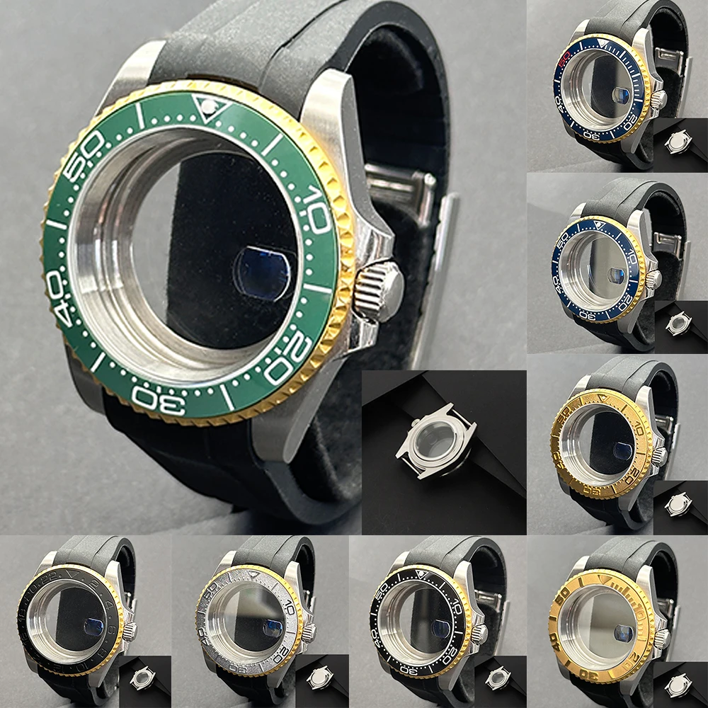 40mm NH35 case Silver Rose Gold  ceramic bezel sapphire steel suitable for diver NH34 NH35 ETA 2836-DG movement waterproof