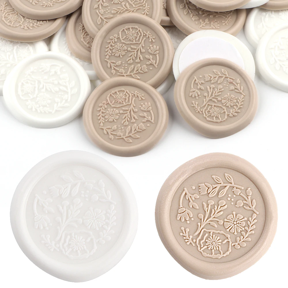 25pcs White and Grey Wreath Wax Seal Stickers Envelope Seal Stickers for Wedding,Bithday,BabyShower,Thanksgiving,Invatation