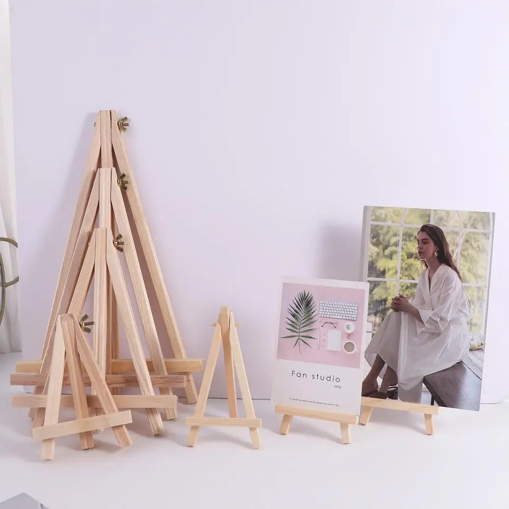 Soporte para pintura y bocetos, Mini caballete de madera, soporte de exhibición triangular portátil plegable, soporte de escritorio pequeño, trípode, obras de arte