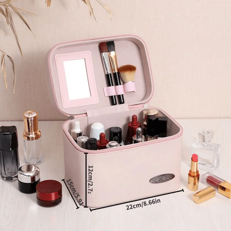 Large Capacity Makeup Case Travel Makeup Bags Organizer For Women Professional Train Case Box  With Brush Holder Gift For Girls