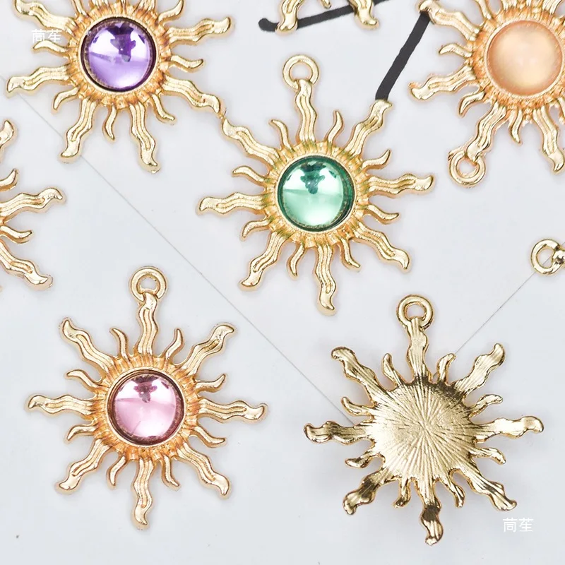 Transparent jelly stone sunflower alloy jewelry accessories DIY earrings bracelet pendant accessories