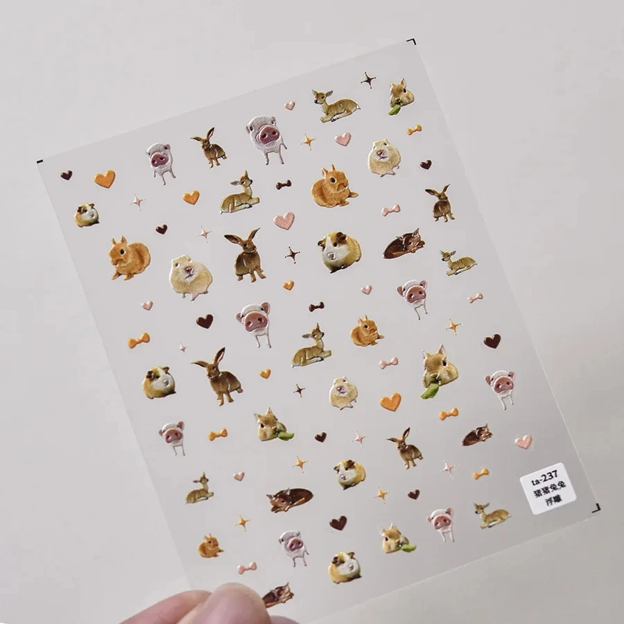 Schöne Hund Katze Tier Hase 3D weiche geprägte Relief selbstklebende Nail Art Aufkleber süße hübsche Welpe Kitty Star Maniküre Aufkleber – Detail 10