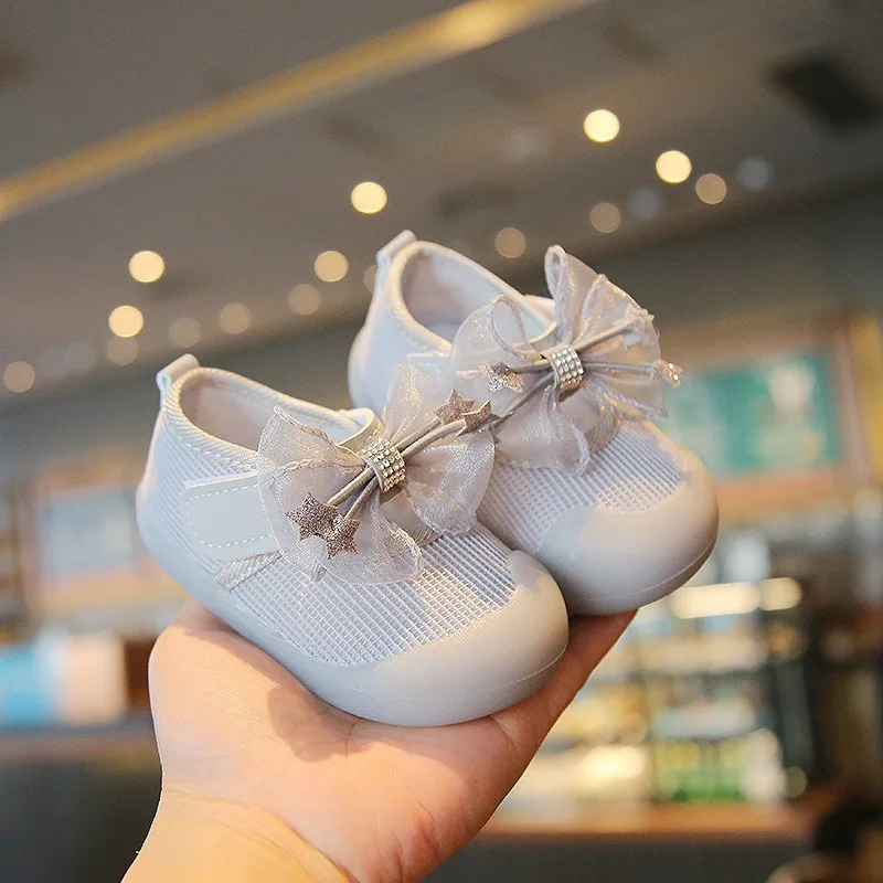 Girl Shoes Spring Baby Princess Shoes Toddler Sneakers Girls Flats Bow-knot Soft Soled Footwear Canvas Kids Ballet Flats