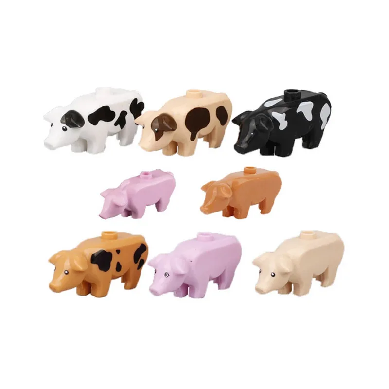 MOC City Mini Cute Animal Bear Sheep Goat Chicken Dog Pig Family Farm Building Blocks Accessories Children Toys Christmas Gift