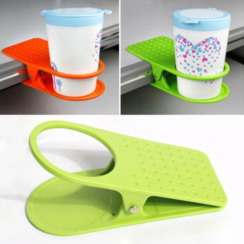 Creative Portable Cup Holder Clip – Desk & Table Clamp for Office/Home – Secure Coffee Mug Stand & Drink Organizer