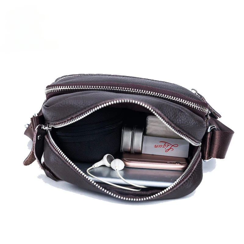 Bolso de hombro cruzado de cuero de vaca genuino para hombres, Mini bolsillo, iPad informal de negocios, Simple, suave