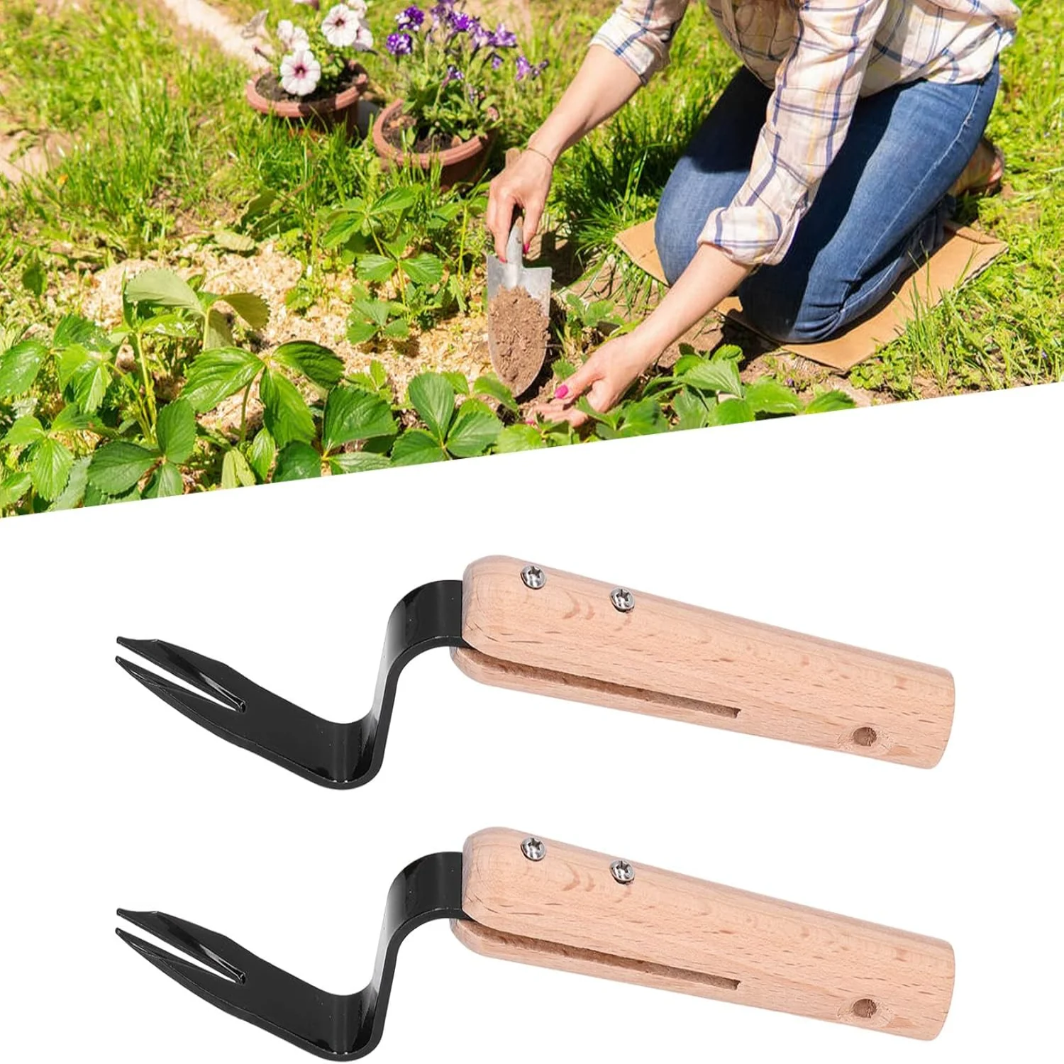 2Pcs Hand Weeder Puller Forked Head Gardening Hand Tool for Weeds Fork Trimming Tools for Garden Lawn  Vegetable Flower