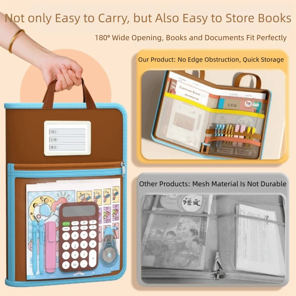 حقيبة ملفات A4 من النايلون، تصميم شبكي كبير مفتوح، حقيبة ملفات شفافة على شكل حرف L، حقيبة مستندات محمولة، منظمة الدراسة