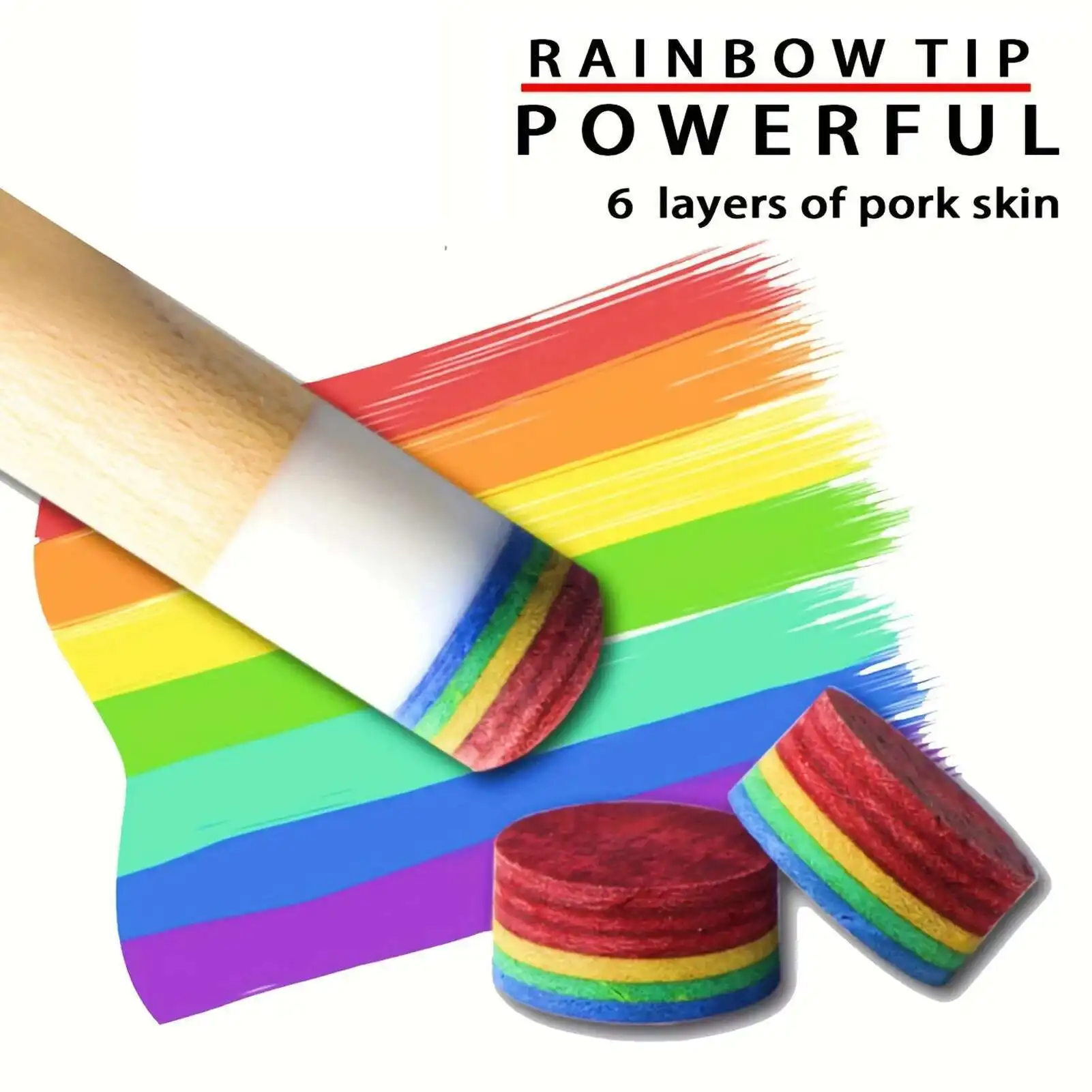 10PCS 14mm Rainbow Billiards Tips Pool Cue Tips 6 Layers M Hardness Snooker Tips Head Accessories