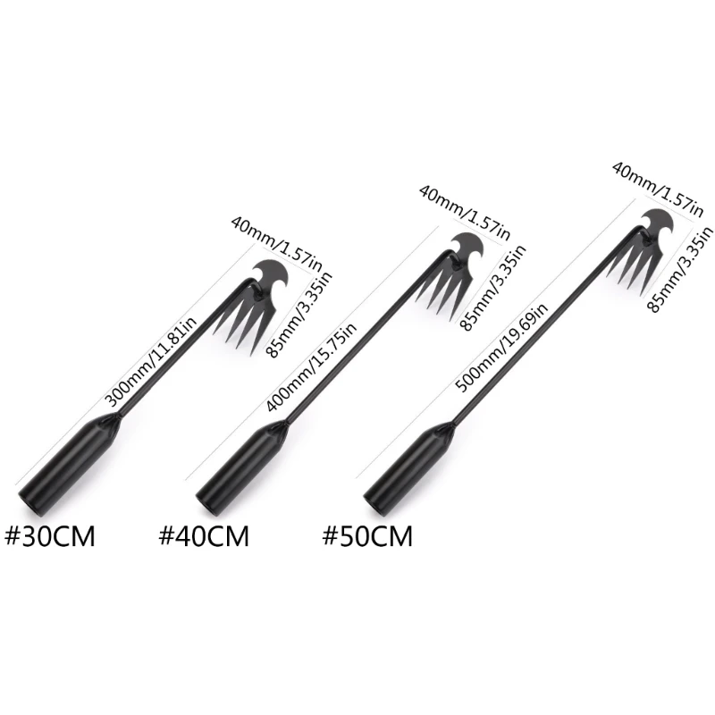 A2UD Professional Gardens Weeding Hand Tool 4 Sharped Teeth Steel Weeds Puller Remover Hand Weeder Lightweighted 30/40/50cm