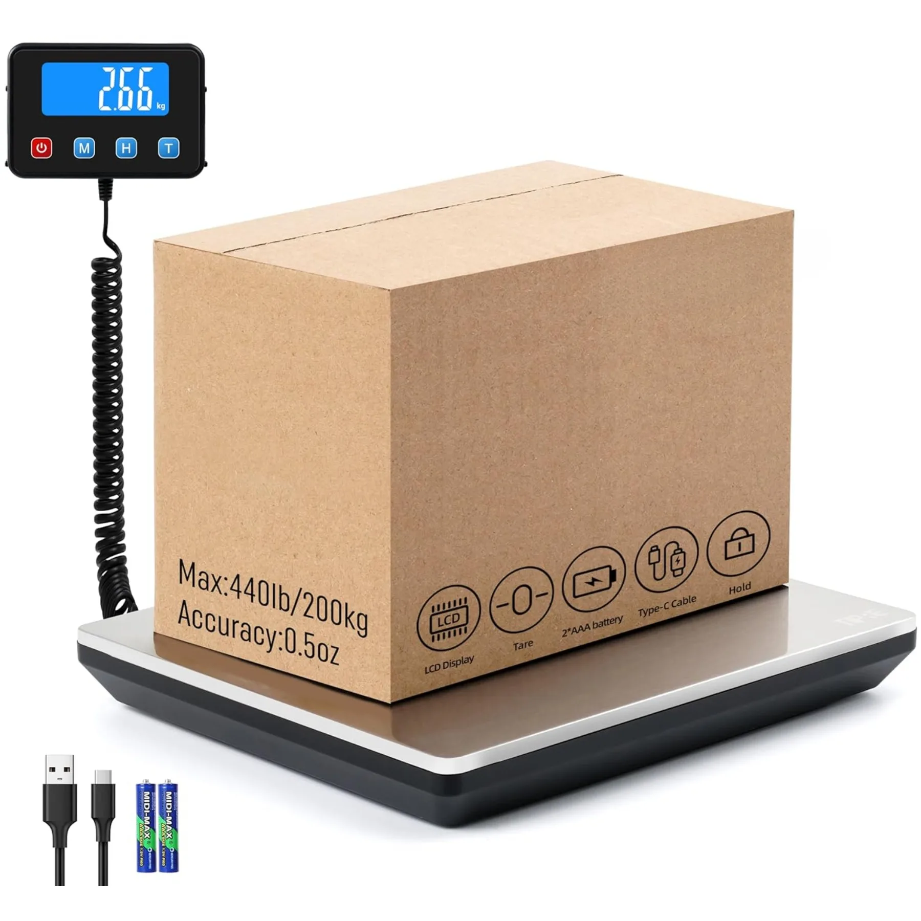 

Digital Shipping Postal Scale 0.5 oz High Accuracy！ 440lb Commercial Weight Scale for Package