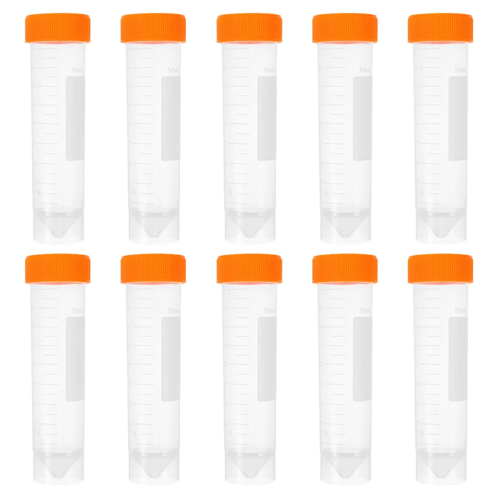 10 Pcs Screw Cap Centrifuge Test Tube Tubes Polypropylene 50 Ml Bottles with Caps