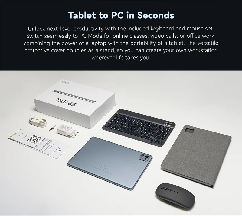 Tablet Cubot TAB 65, Android 15, Octa-Core, 12GB RAM(4GB+8GB), 128GB ROM, 10.1-Inch HD+ 90Hz Screen, 13MP Camera, 6200mAh, OTG