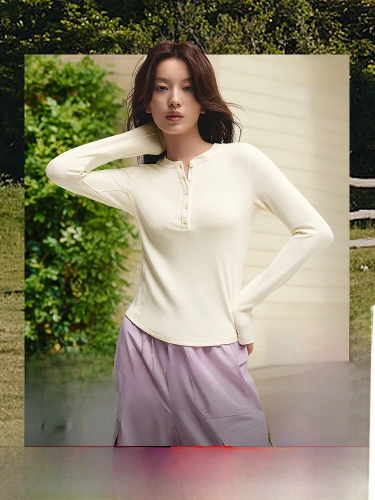 Slimming Base Layer Shirt Henry Collar Breathable Women's High Elasticity Warm Top Seamless Base Shirt SF027 Banxia