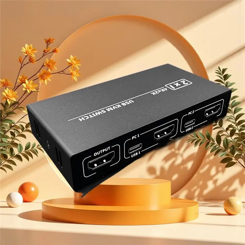 ABJF-4K -Compatible KVM Switch 2 Port For Keyboard And Mouse Adaptive HDCP Printer Plug And Play Auto/ Manual Switching