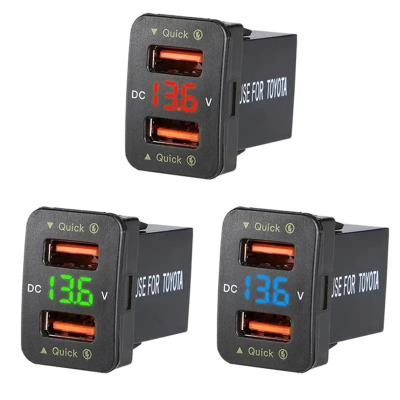 Rare 2X 36W Fast Car QC3.0 Dual USB Fast With Red Voltage Waterproof Mobile Phone For Toyota view 2