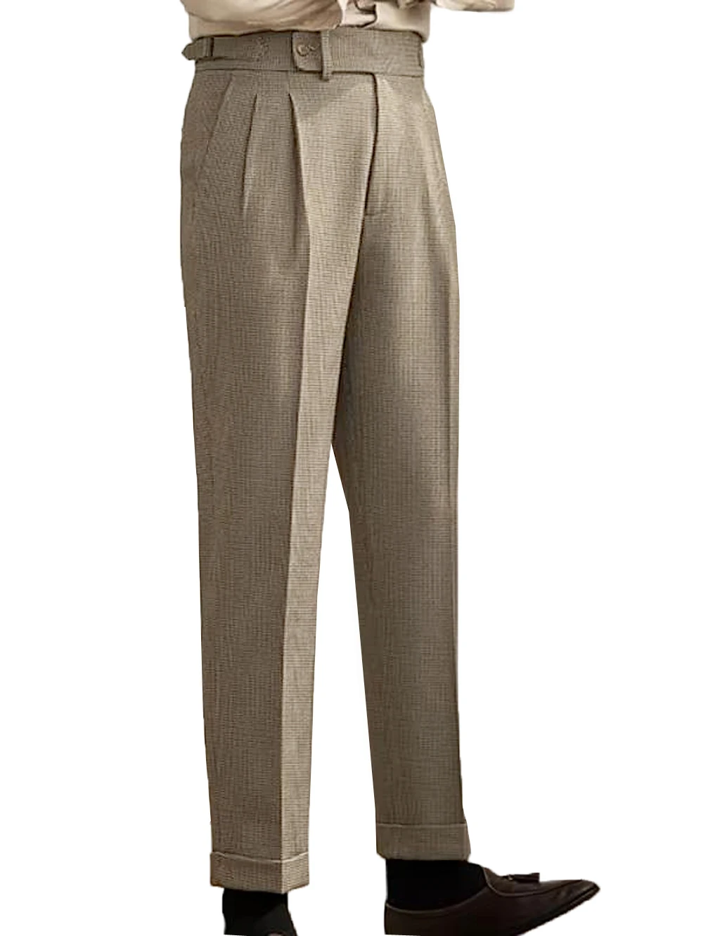 بنطلون رجالي بريطاني عالي الخصر بنطال مستقيم الساق للأعمال الإيطالية بنطلون ريترو هومبر بنطلون اجتماعي أنيق