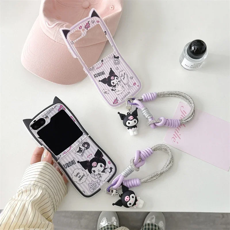 3D Cute Cartoon Sanrio Kuromi Phone Case For Samsung Galaxy Z Flip