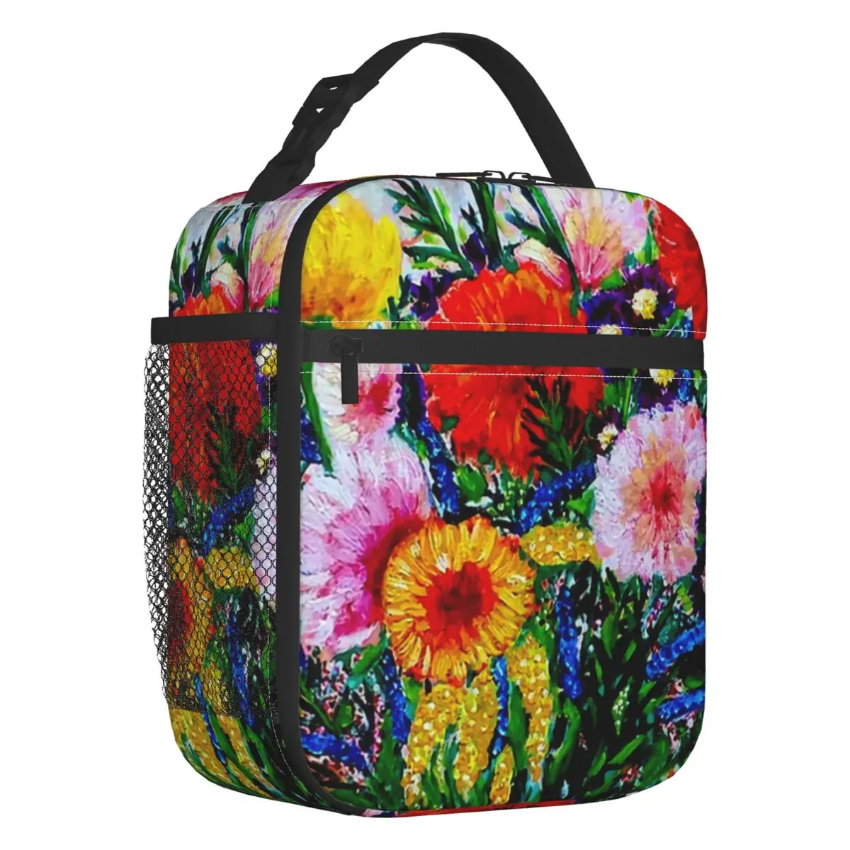 Vintage Flower Floral Arrangement Insulated Lunch Bags for Women Gustav Klimt Painting Portable Cooler Thermal Bento Box School