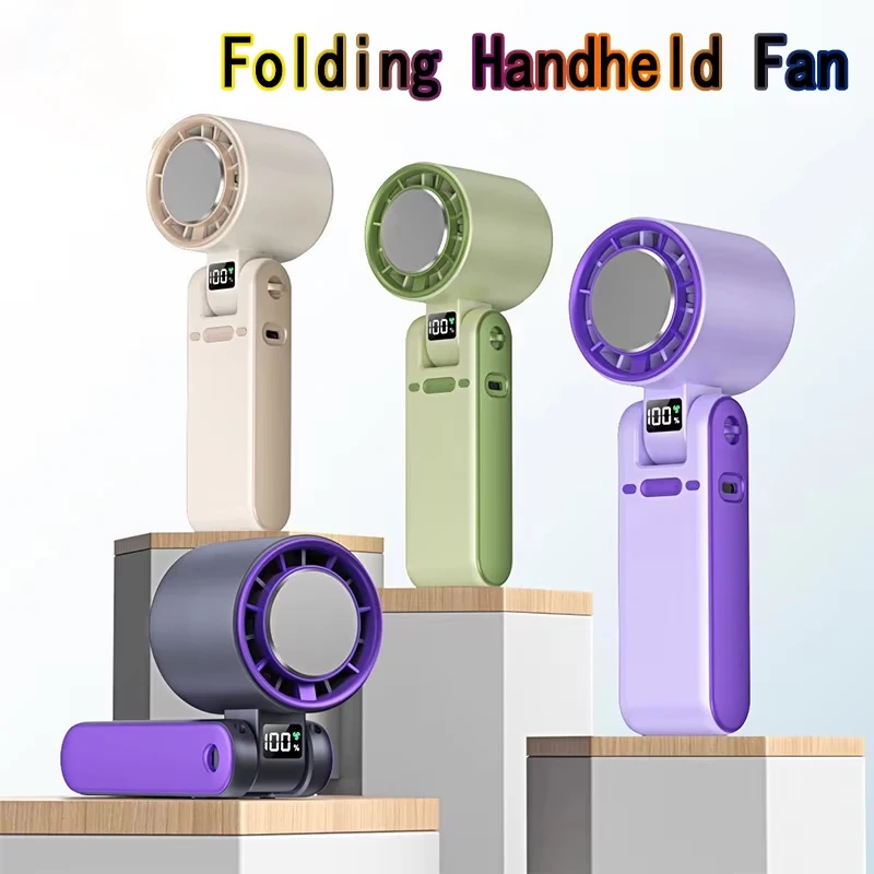 

Высокоскоростной 180° ° Складной ручной вентилятор USB перезаряжаемый мини-портативный цифровой дисплей 100-скоростной настольный жестокий турбинный вентилятор