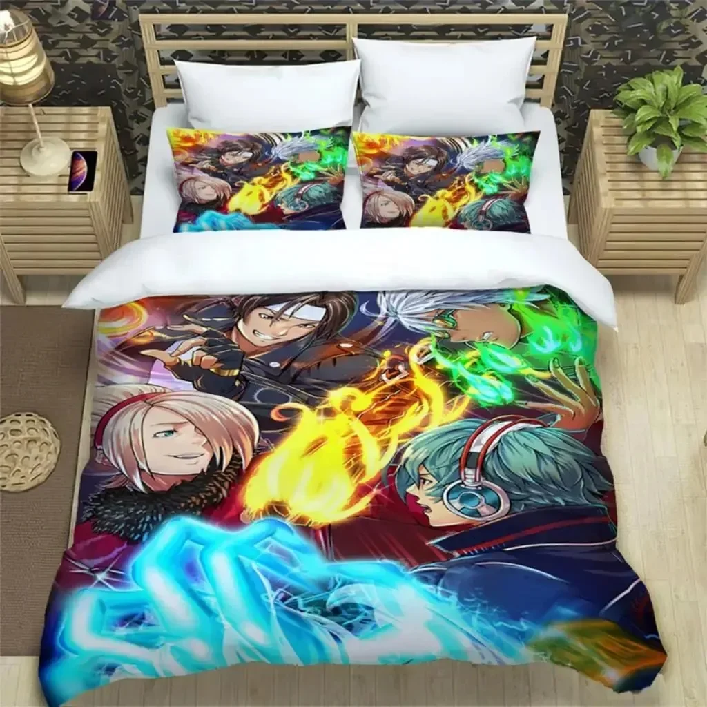 

KOF Anime Art Print Three Piece Bedding Set Fashion Article Boys Or Adults For Beds Quilt Covers Pillowcases Bedding Set