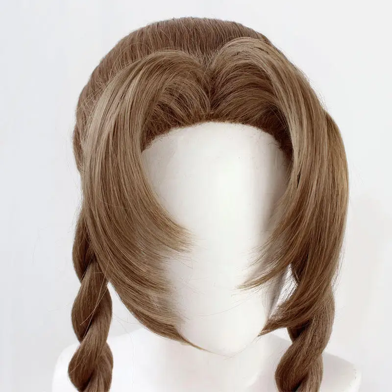 Aerith Gainsborough Wig FF VII 7 Remake Cosplay Brown Braid Long Heat Resistant Synthetic Hair Halloween Costume + Free Wig Cap