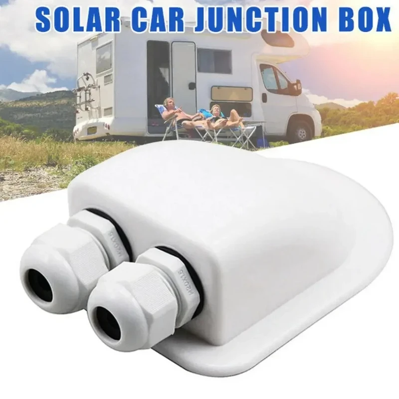 Solar Panel Roof Double Wire Entry Gland Box Cable Junction Box Motorhome White Double Hole RV Caravan Yacht Car Accessories