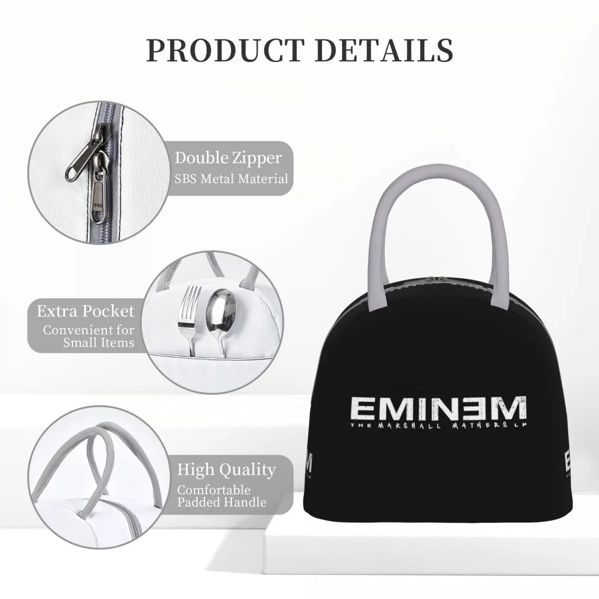 Rapper Rap God Eminem Merch Insulated Lunch Tote Bag For Travel Food Storage Bag Portable Cooler Thermal Lunch Boxes