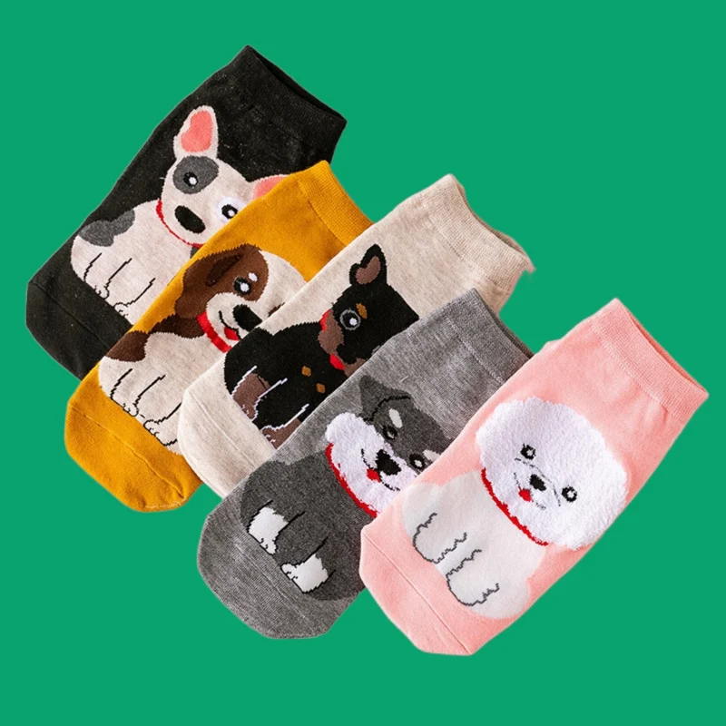 

5/10 Pairs Women Sweet And Cute Animal Cotton Casual Socks High Quality Middle-tube Socks Breathable College Style Socks