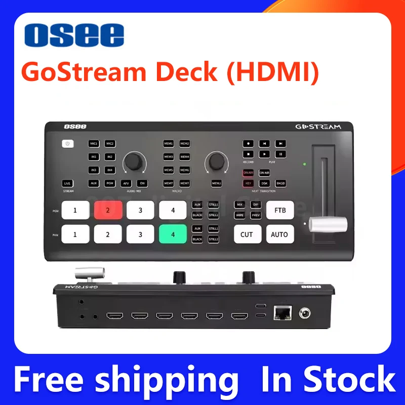 OSEE GoStream Deck Video Switcher 4 Channel HDMI-Compatible For Live Streaming Video Monitor