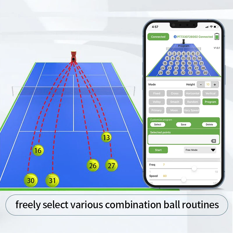 Portable Automatic Tennis Ball Machine for Training Practice with APP Remote Control Smartphone Connectivity