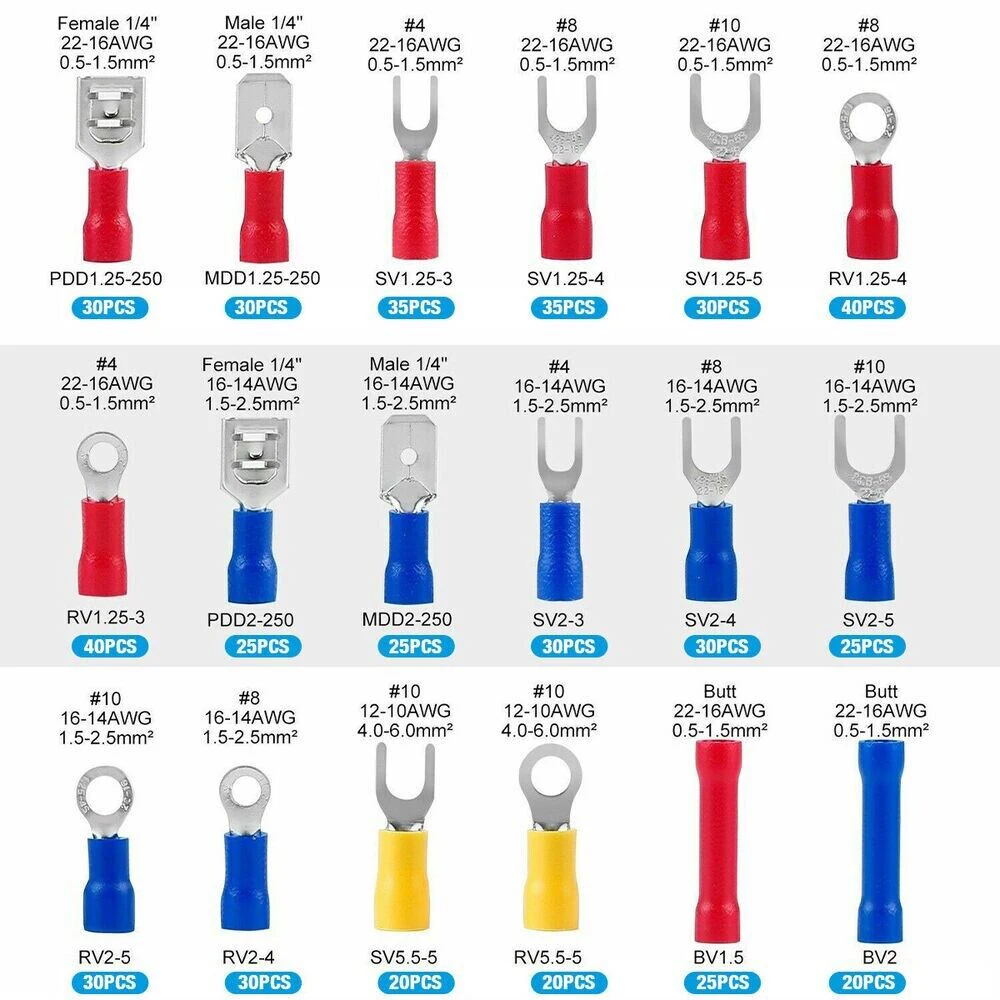 520 pieces of shovel kit for crimping connectors of various insulated wire terminals