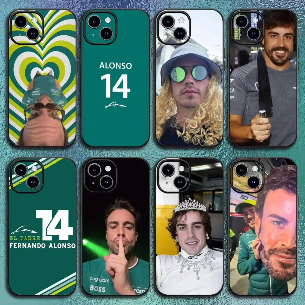 

Phone Driver Case For IPhone 17 16 15 F-Fernando 14 13 12 11 Pro Max Plus Mini Black Alonso Frosted Soft Shell 14 Funda