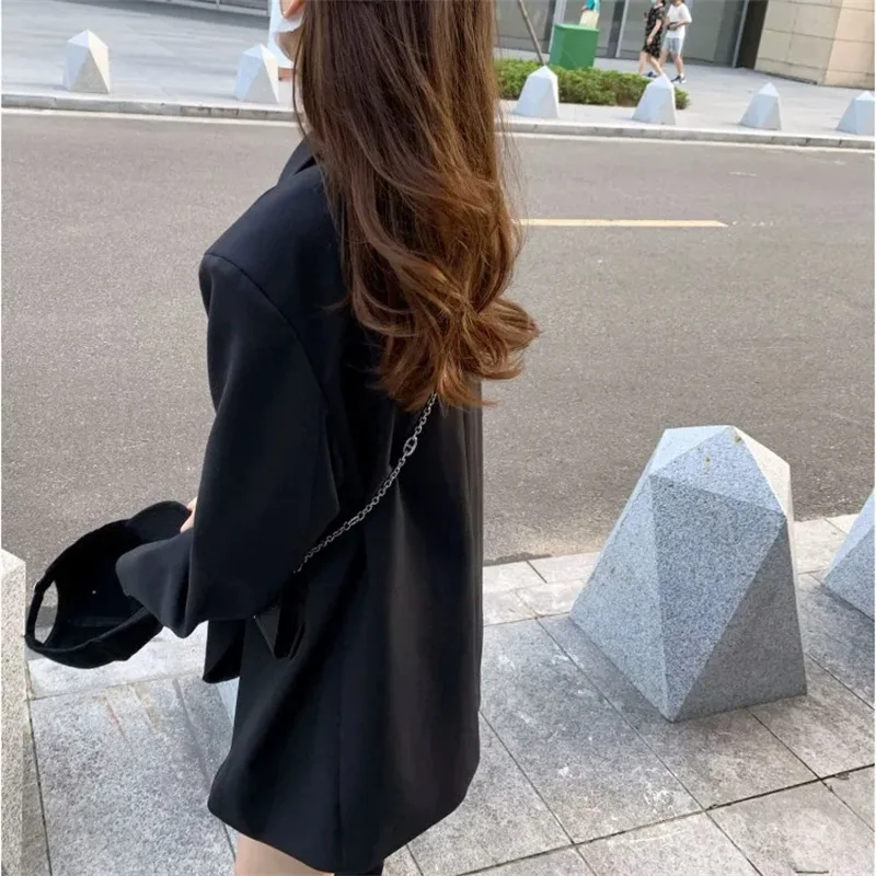2026 Black Suit Jacket For Women New Korean Version High-End Loose Casual Silhouette Versatile For Spring And Autumn Suits