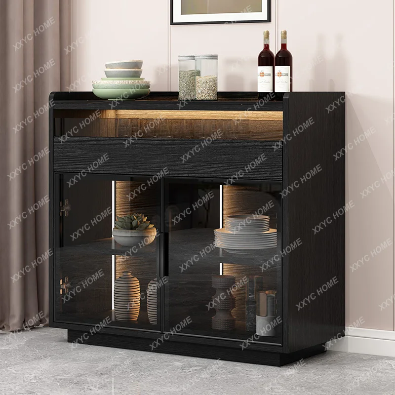 Stone Plate Sideboard Cabinet Living Room Multi-Functional Storage Kitchen Glass Door Bar Counter Tea Cabinet