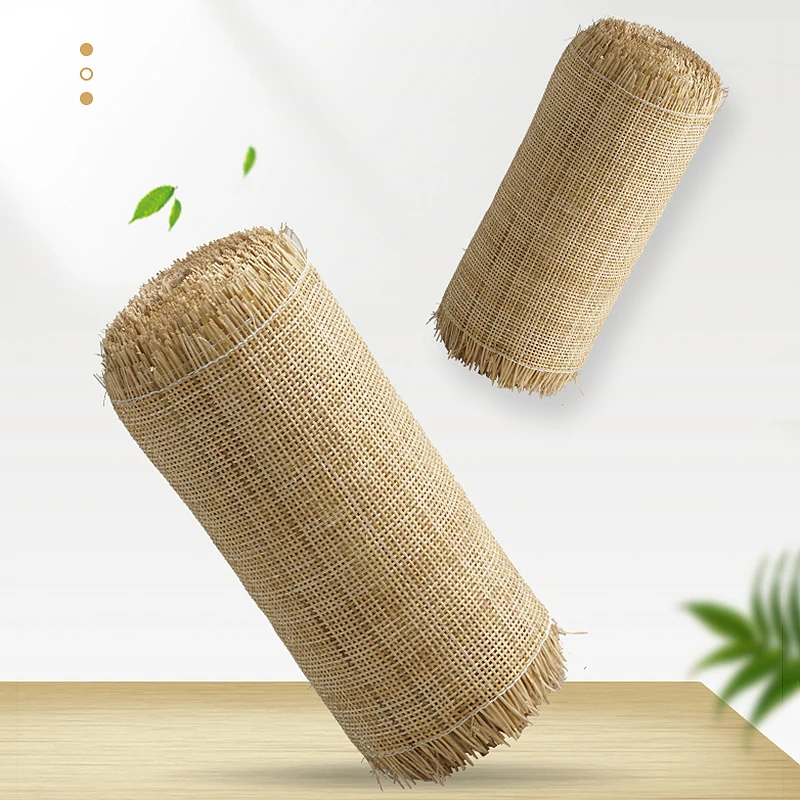 50cm/55cm X 3.9-5.2 Meters Natural Rattan Cane Webbing Roll 2.0mm Checkered Real Indonesian Furniture Bedside Table Material Hot